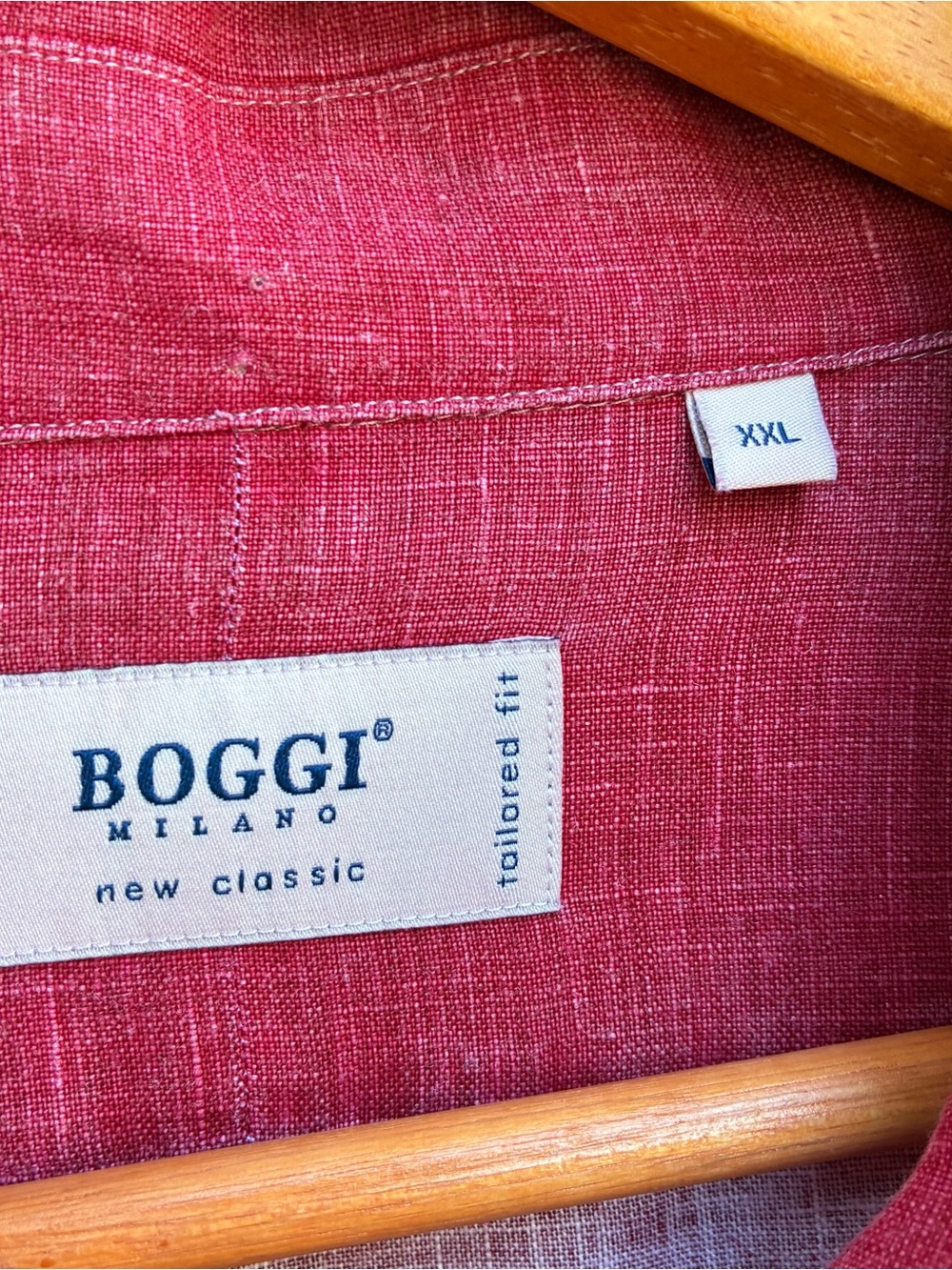 Boggi Mens Tailored Fit Red Linen Shirt Sz XXL - Picture 3 of 6